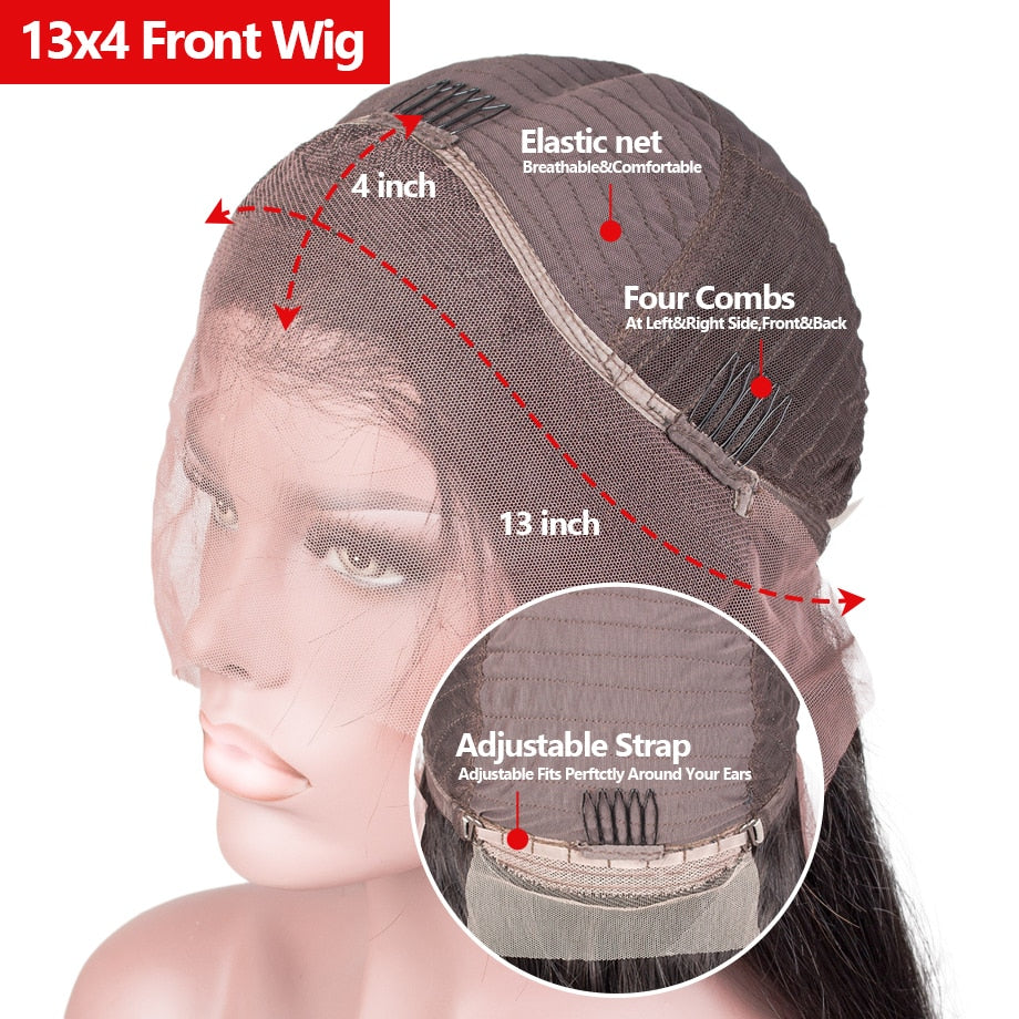 Lace Front Wig 13x4 Hd Lace Frontal Straight Preplucked High Density Wigs For Women Brazilian Straight Human Hair Wig