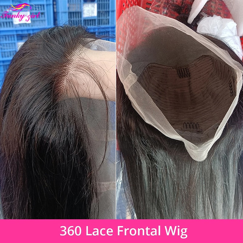 360 Transparent Lace Front Human Hair Wigs Brazilian Straight Glueless 13x4 Lace Frontal Wig Preplucked