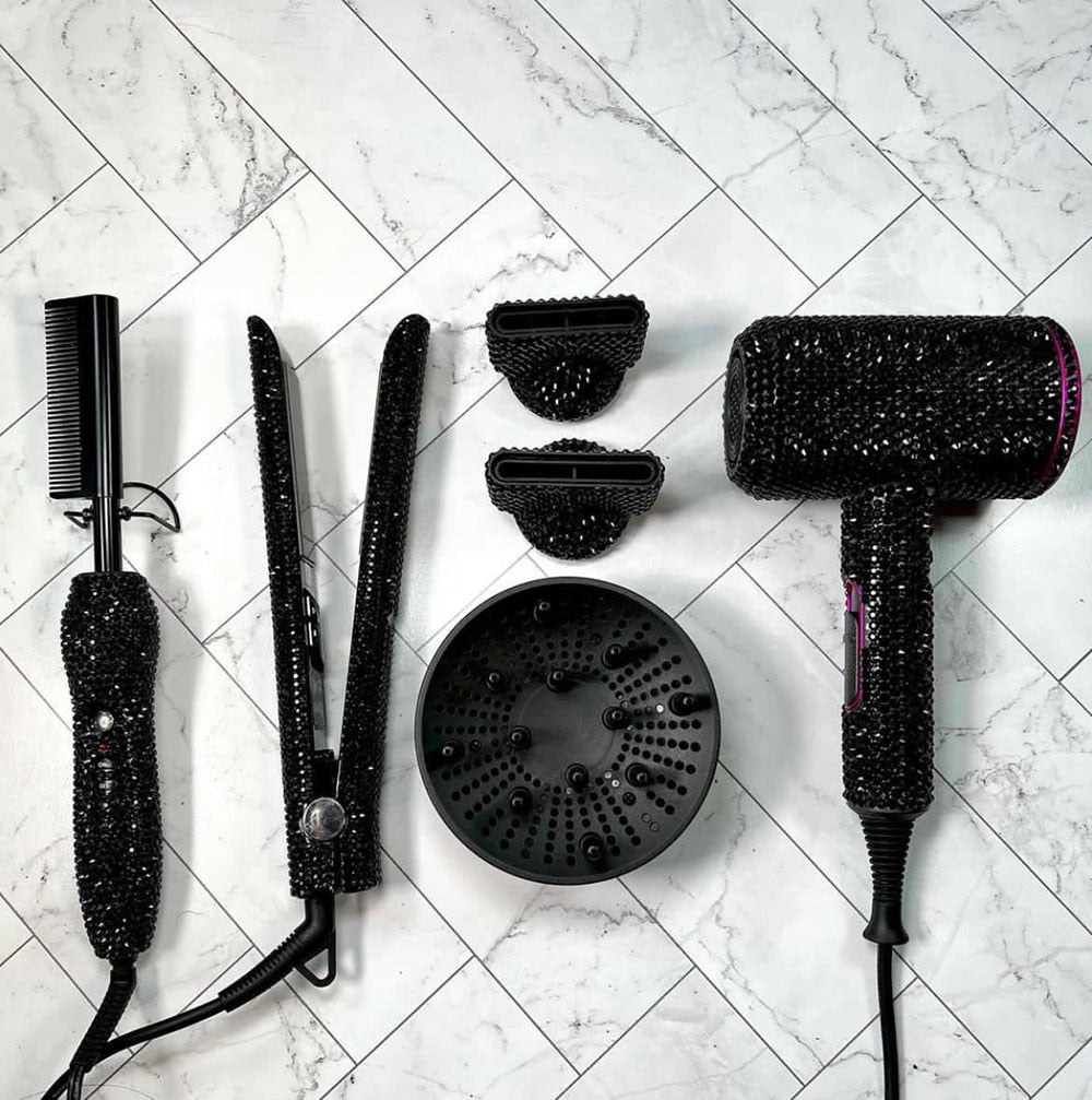 3-Piece Styling Tools Hair Dryer, Flat Irons, Hot Comb