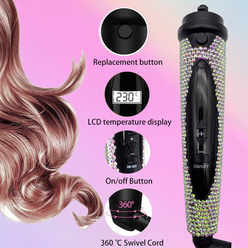 6 in1 Crystal Hair Curler Wand Set Styling Tools