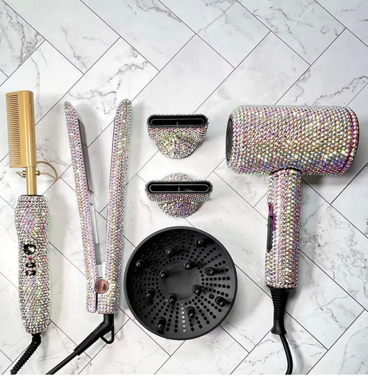 3-Piece Styling Tools Hair Dryer, Flat Irons, Hot Comb