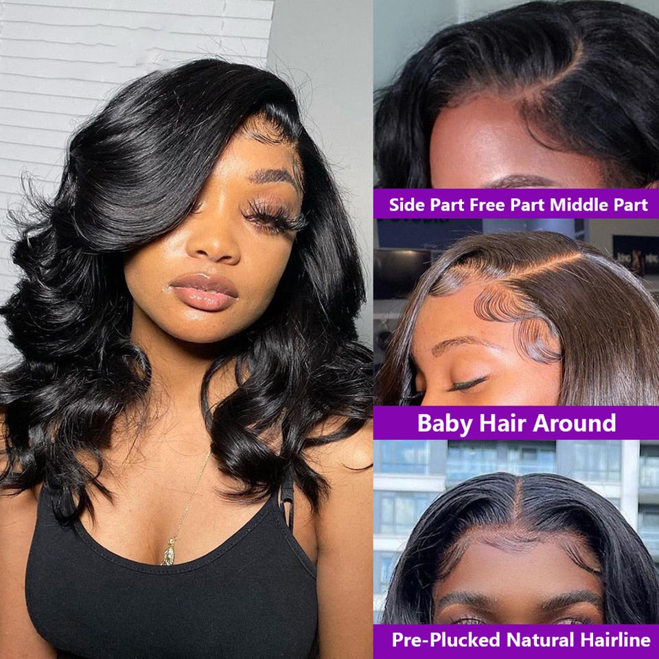 Body Wave Transparent Lace Frontal Human Hair Wigs Bob